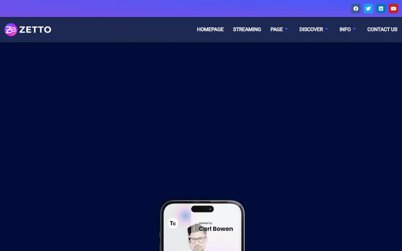 หน้าแรกของธีม Zetto บนคอมพิวเตอร์
