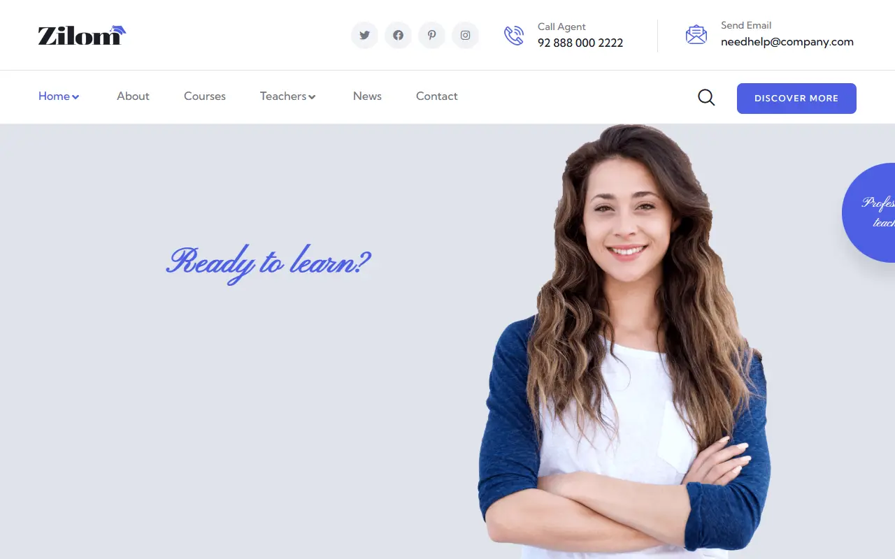 หน้าแรกของธีม Zilom บนคอมพิวเตอร์