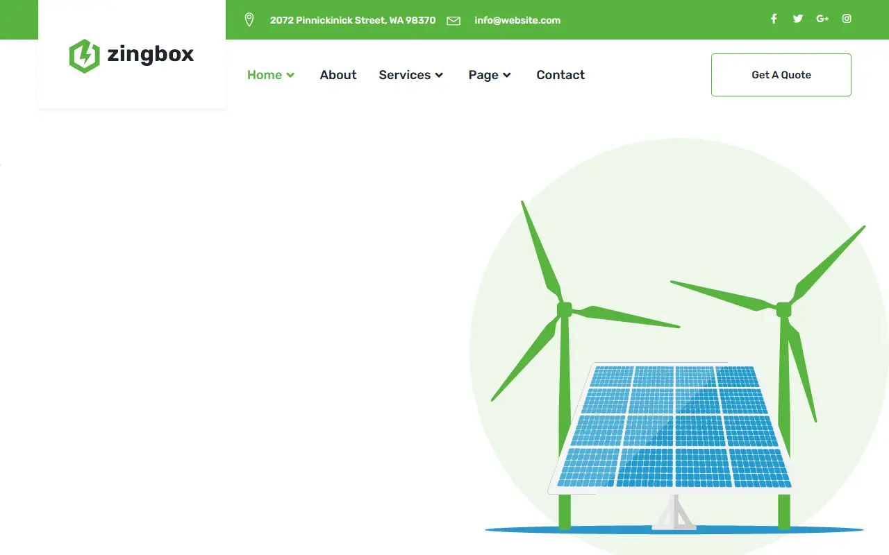 หน้าแรกของธีม Zingbox Wind บนคอมพิวเตอร์