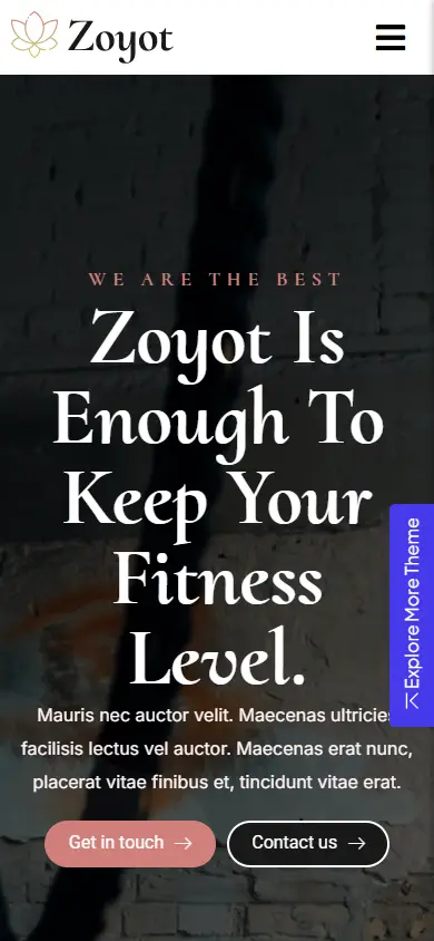 หน้าแรกของธีม Zoyot บนมือถือ