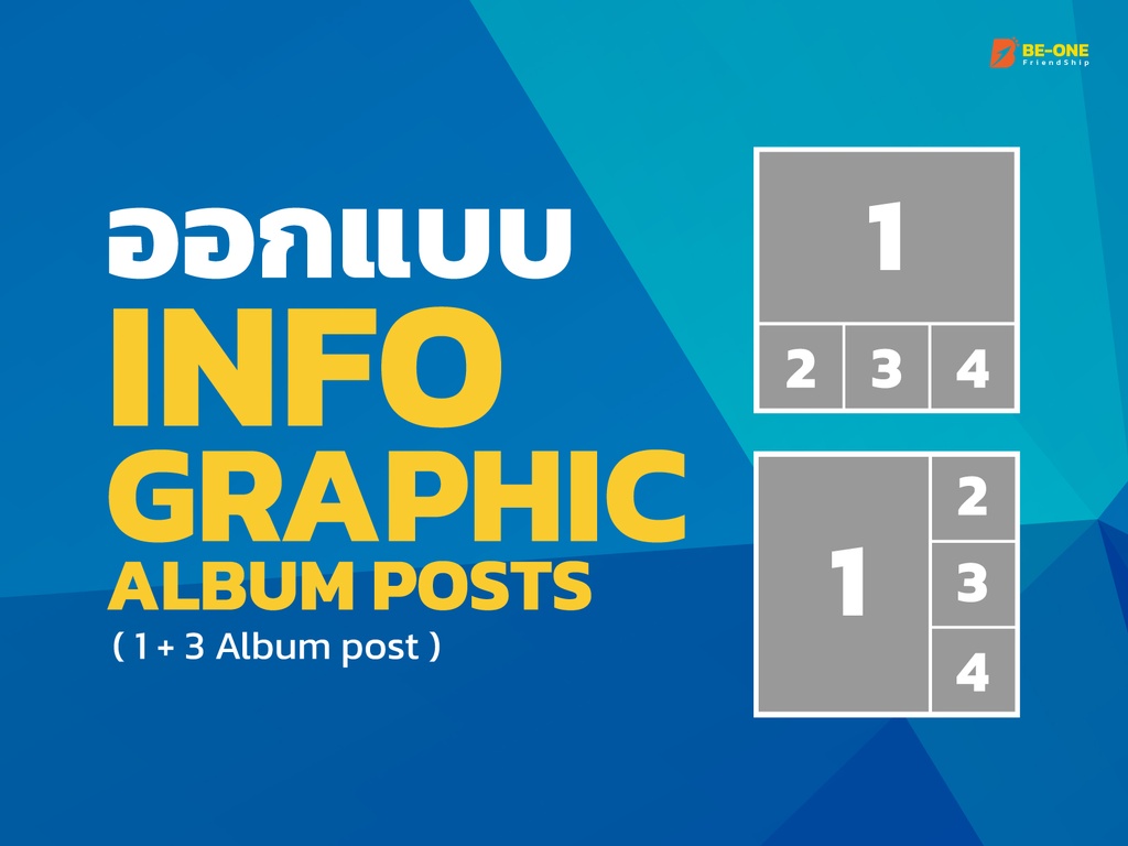 Info Graphic Design 1 Set For Facebook , 1 large image (L / P) , 3 Square image , 2 Editable